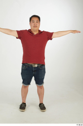 Whole Body Man T poses Asian Casual Chubby Standing Street photo references